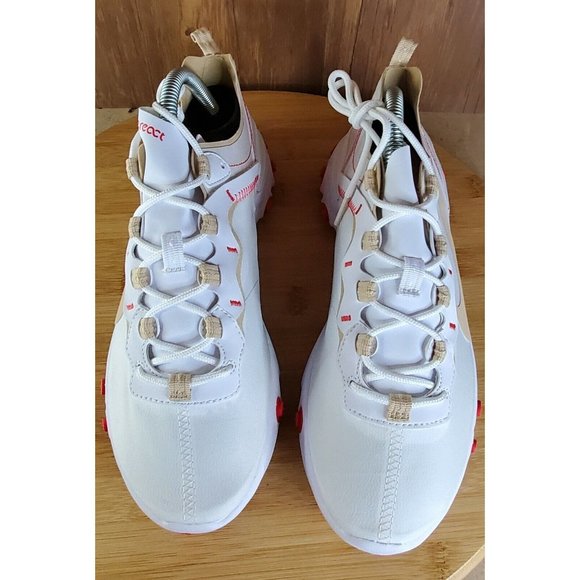 Nike React Element 55 White Ember Glow Desert Ore BQ2728-101 Women’s Sz 9 - Picture 4 of 6